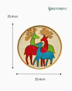 Hand Painted Deer Family Plate, Boho Rustic Mango Wood Wall Decor - Image 3