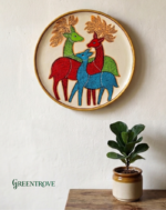 Hand Painted Deer Family Plate, Boho Rustic Mango Wood Wall Decor - Image 2