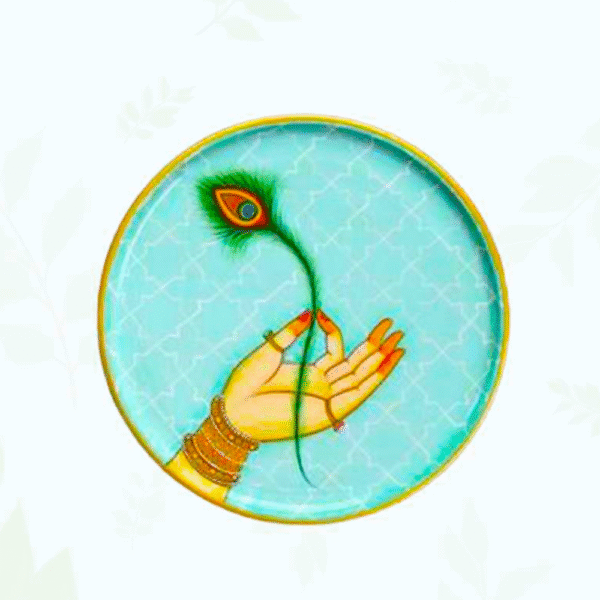 Pichwai Hand and Lotus Handpainted Wall Plate
