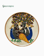 Madhubani Hand Painted Wall Plate, Indian Folk Art Tree of Life Decor, Peacock Wall Hanging