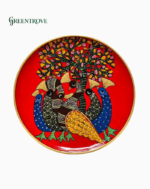 Madhubani Hand Painted Wall Plate, Indian Folk Art Tree of Life Decor, Peacock Wall Hanging - Image 2
