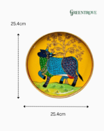 Hand-Painted Cow Decorative Plate, Mango Wood Boho Wall Decor - Image 4