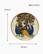 Madhubani Hand Painted Wall Plate, Indian Folk Art Tree of Life Decor, Peacock Wall Hanging - Image 3