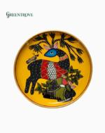 Hand-Painted Deer & Bird Wall Plate, Mango Wood Boho Decor - Image 3