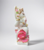 White Marble Ganesha Statue, Custom Ganpati Idol for Pooja Room, Temple, Home Decor - Image 4