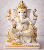 Lord Ganesha Statue for Pooja Mandir, Temple Decor, Dust Marble Hindu God, Ganpati Altar