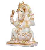 Pure Marble Ganesha Statue, Custom Hindu Ganesh God Idol for Pooja Mandir, Home Decor - Image 2
