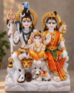 Marble Lord Shiva Family Statue, Indian god Shiv Parivar for Home Temple, Puja Mandir - Image 4