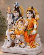 Marble Lord Shiva Family Statue, Indian god Shiv Parivar for Home Temple, Puja Mandir - Image 2