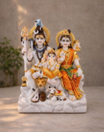 Marble Lord Shiva Family Statue, Indian god Shiv Parivar for Home Temple, Puja Mandir