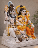 Marble Lord Shiva Family Statue, Indian god Shiv Parivar for Home Temple, Puja Mandir - Image 3