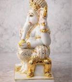 Lord Ganesha Statue for Pooja Mandir, Temple Decor, Dust Marble Hindu God, Ganpati Altar - Image 4