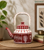 Hand-Painted Warli Art Kettle, Tribal Indian Teapot, Boho Kitchen Decor - Image 2