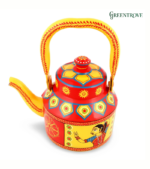 Hand Painted Indian Tea Kettle – Folk Art Kitchen Decor, Kerala Boat Design - Image 5