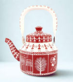Hand-Painted Warli Art Kettle, Tribal Indian Teapot, Boho Kitchen Decor