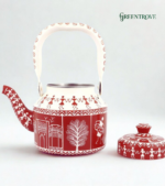 Hand-Painted Warli Art Kettle, Tribal Indian Teapot, Boho Kitchen Decor - Image 3