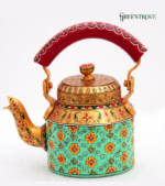 Hand-Painted Tea Kettle | Indian Folk Art Stainless Steel Teapot