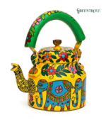 Hand-Painted Tea Kettle | Indian Folk Art Stainless Steel Teapot - Image 3