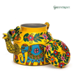 Hand-Painted Tea Kettle | Indian Folk Art Stainless Steel Teapot - Image 2