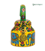 Hand-Painted Tea Kettle | Indian Folk Art Stainless Steel Teapot - Image 4