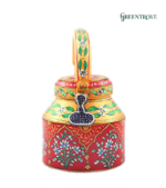Hand-Painted Tea Kettle | Indian Folk Art Stainless Steel Teapot - Image 3