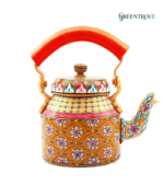 Hand-Painted Tea Kettle | Indian Folk Art Stainless Steel Teapot