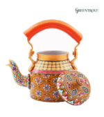 Hand-Painted Tea Kettle | Indian Folk Art Stainless Steel Teapot - Image 2