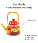 Hand Painted Indian Tea Kettle – Folk Art Kitchen Decor, Kerala Boat Design - Image 4